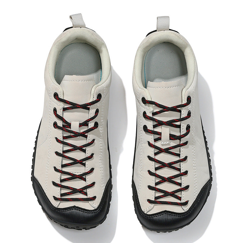 Wide Fit Suede-Look Walking Trainers with Grippy Rubber Sole – Unisex