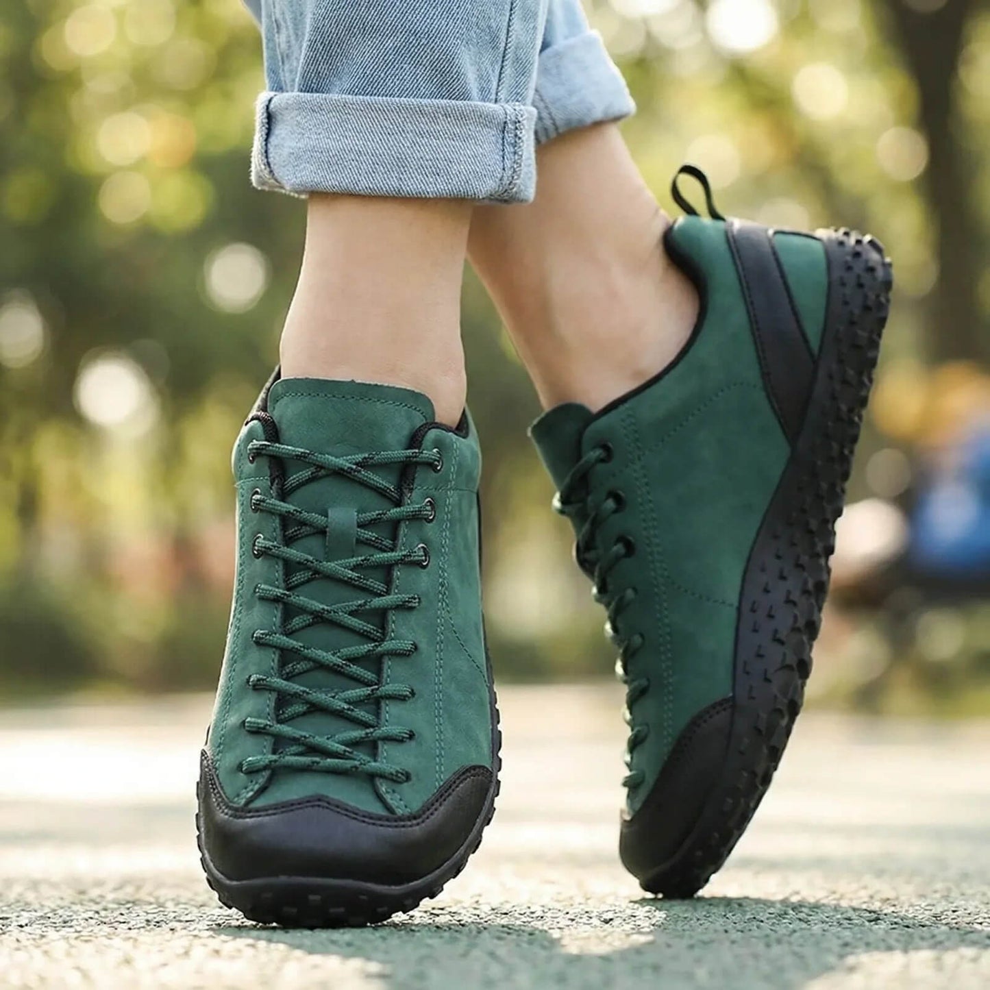 Wide Fit Suede-Look Walking Trainers with Grippy Rubber Sole – Unisex