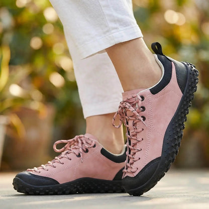Wide Fit Suede-Look Walking Trainers with Grippy Rubber Sole – Unisex