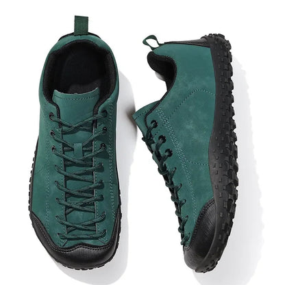 Wide Fit Suede-Look Walking Trainers with Grippy Rubber Sole – Unisex