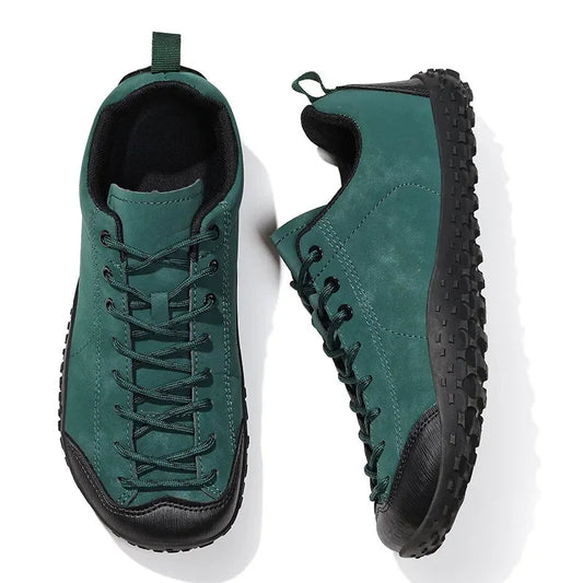 Wide Fit Suede-Look Walking Trainers with Grippy Rubber Sole – Unisex