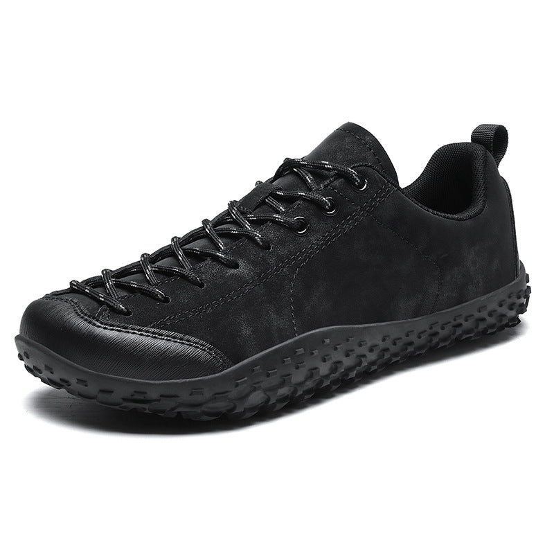 Wide Fit Suede-Look Walking Trainers with Grippy Rubber Sole – Unisex