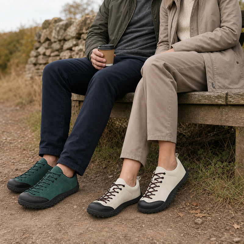 Wide Fit Suede-Look Walking Trainers with Grippy Rubber Sole – Unisex