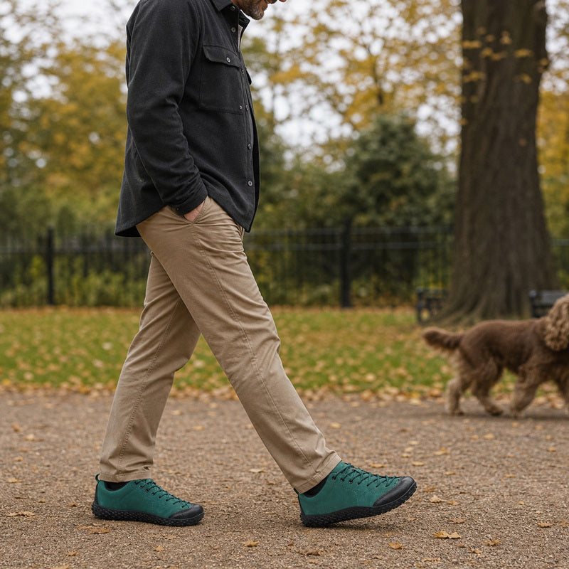 Wide Fit Suede-Look Walking Trainers with Grippy Rubber Sole – Unisex