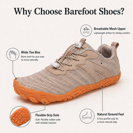 Barefoot Shoes | Wide Toe Box Walking Trainers with Flexible Grip Sole – Unisex