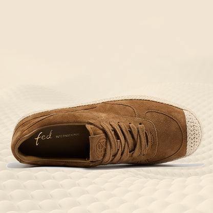 Women's Genuine Leather Espadrille Trainers – Casual Lace-Up Shoes