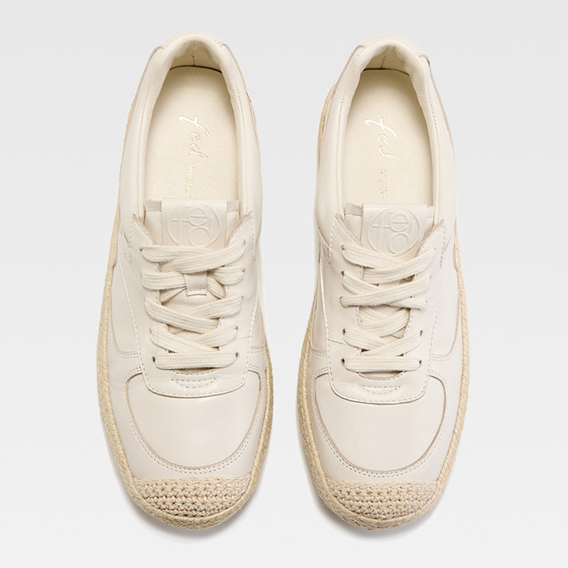 Women's Genuine Leather Espadrille Trainers – Casual Lace-Up Shoes