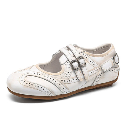 Women’s Leather Brogue Mary Jane Flat Shoes
