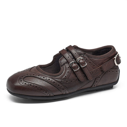 Women’s Leather Brogue Mary Jane Flat Shoes