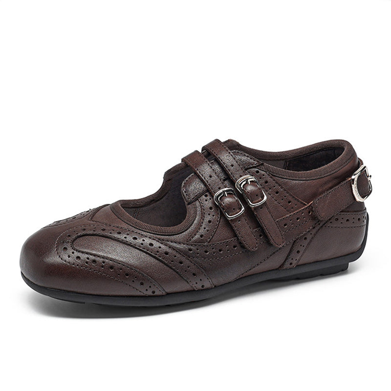 Women’s Leather Brogue Mary Jane Flat Shoes