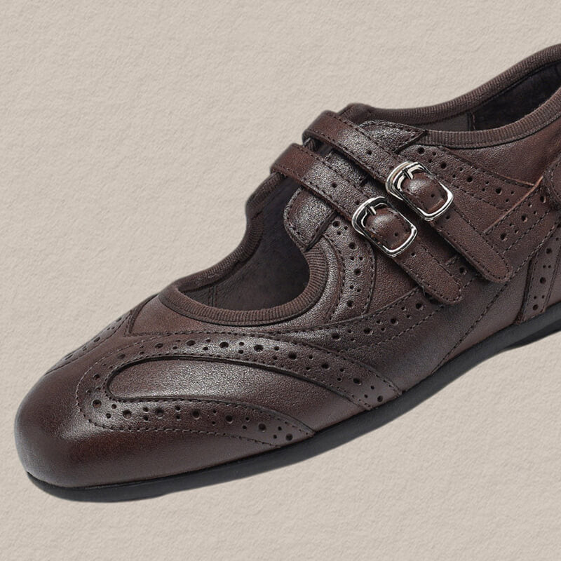 Women’s Leather Brogue Mary Jane Flat Shoes
