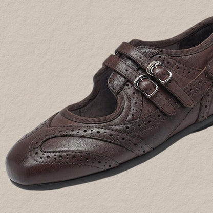 Women’s Leather Brogue Mary Jane Flat Shoes
