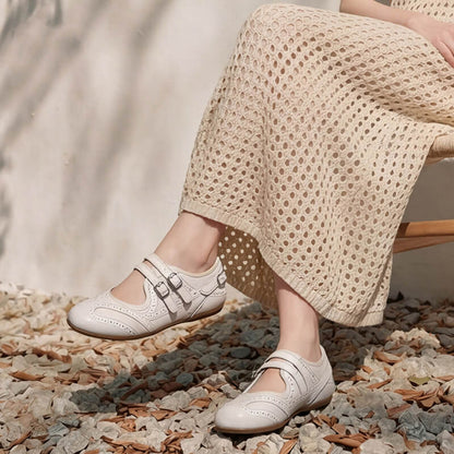 Women’s Leather Brogue Mary Jane Flat Shoes