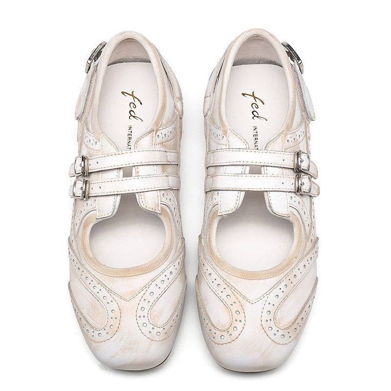 Women’s Leather Brogue Mary Jane Flat Shoes