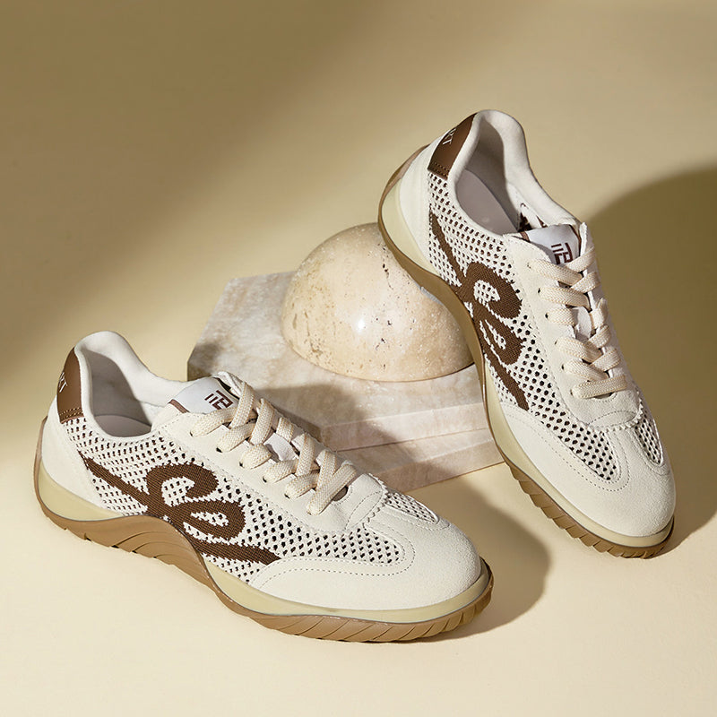 Women's Suede & Mesh Comfort Trainers with Sheepskin Insole