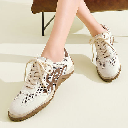 Women's Suede & Mesh Comfort Trainers with Sheepskin Insole