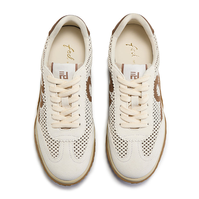 Women's Suede & Mesh Comfort Trainers with Sheepskin Insole