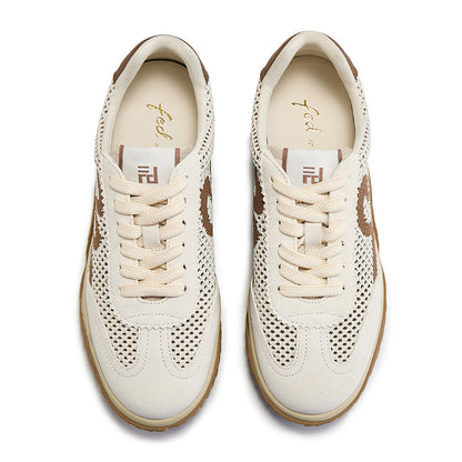 Women's Suede & Mesh Comfort Trainers with Sheepskin Insole