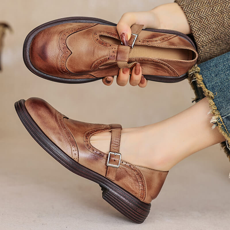 Women’s Wide Fit Brogue Mary Jane Shoes
