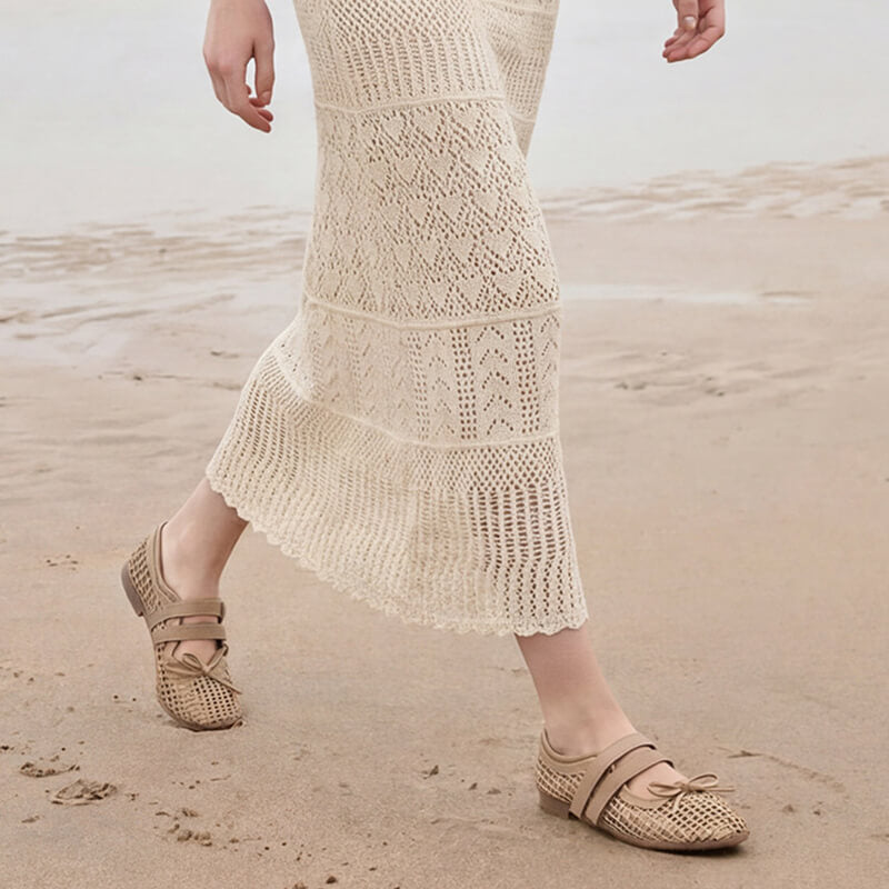 Women’s Woven Leather Mary Jane Flat Sandals