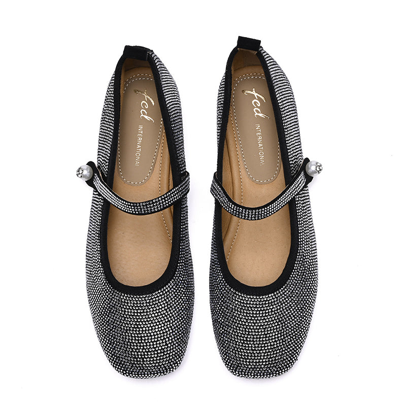 Women’s Rhinestone Mary Jane Flat Shoes