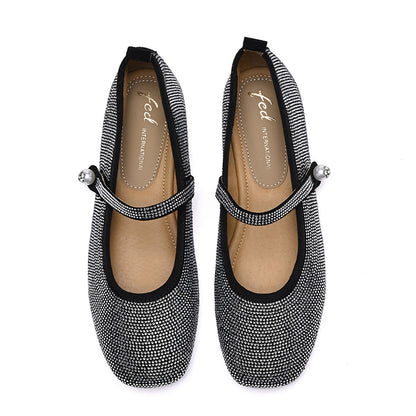 Women’s Rhinestone Mary Jane Flat Shoes