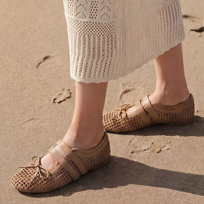 Women’s Woven Leather Mary Jane Flat Sandals