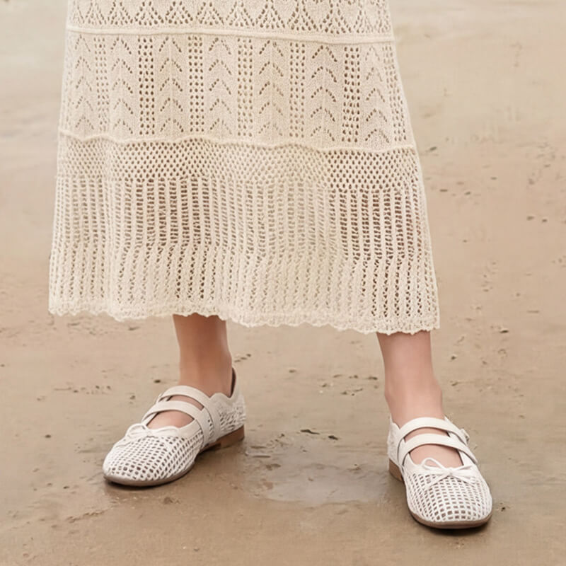 Women’s Woven Leather Mary Jane Flat Sandals