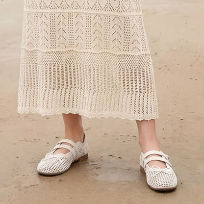 Women’s Woven Leather Mary Jane Flat Sandals
