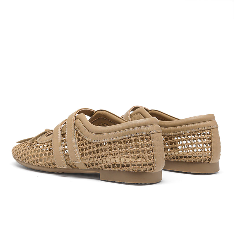 Women’s Woven Leather Mary Jane Flat Sandals
